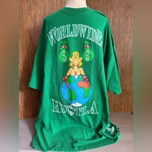 Vintage‎ Y2K Algierz Worldwide Hu$TLA Graphic Hip Hop Streetwear T Shirt 4XL